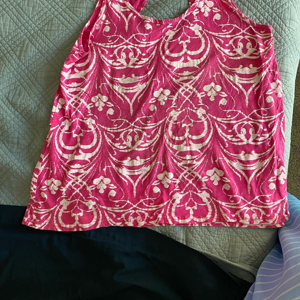 Pink and White Patterned Tank Top